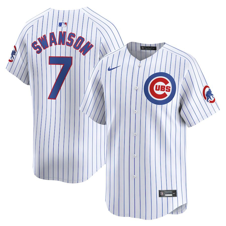 Men Chicago Cubs #7 Dansby Swanson Nike White Home Limited Player MLB Jersey->->MLB Jersey